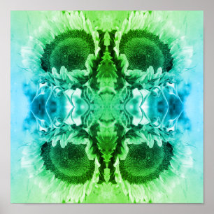 Lächelnde Sonnenblume Abstrakt schwarz und weiß ge Poster