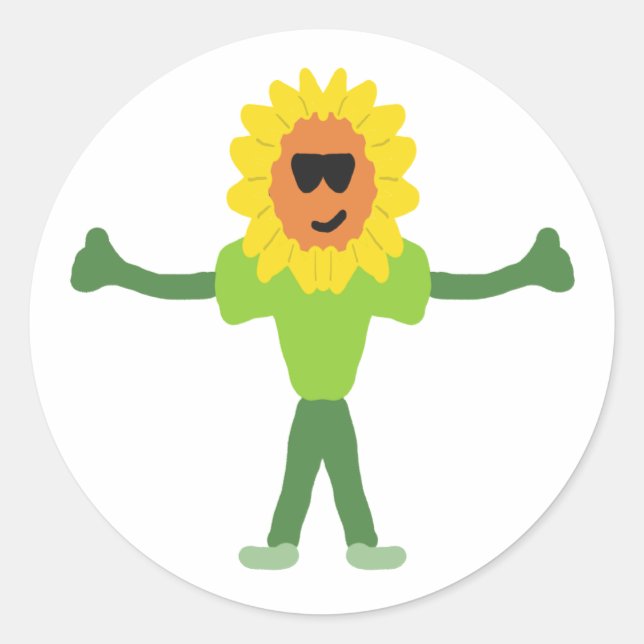 Lächelnde Sonnenblume Runder Aufkleber (Vorderseite)