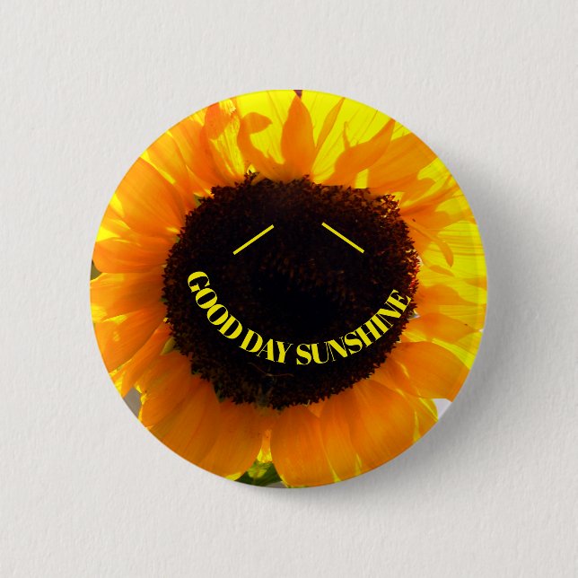 Lächelnde Sonnenblume Sonnenschein Button (Vorderseite)