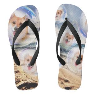 Lächelnde StrandCorgis Flip Flops