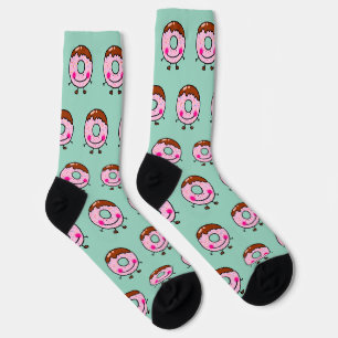 Lächelnde Streusel-Donut-Charakter-Kunst Socken