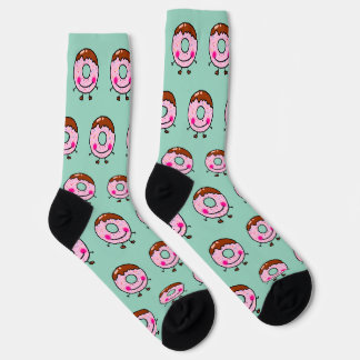 Lächelnde Streusel-Donut-Charakter-Kunst Socken