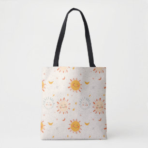 Lächelnde Sun & Moon Tote Tasche, Niedliche Ästhet
