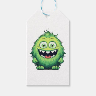 Lächelnde süße grüne Monster Cartoon Geschenkanhänger