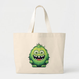 Lächelnde süße grüne Monster Cartoon Jumbo Stoffbeutel