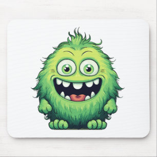 Lächelnde süße grüne Monster Cartoon Mousepad