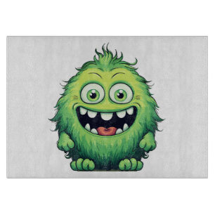 Lächelnde süße grüne Monster Cartoon Schneidebrett