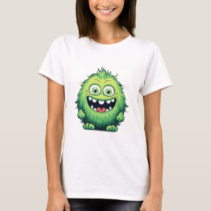 Lächelnde süße grüne Monster Cartoon T-Shirt