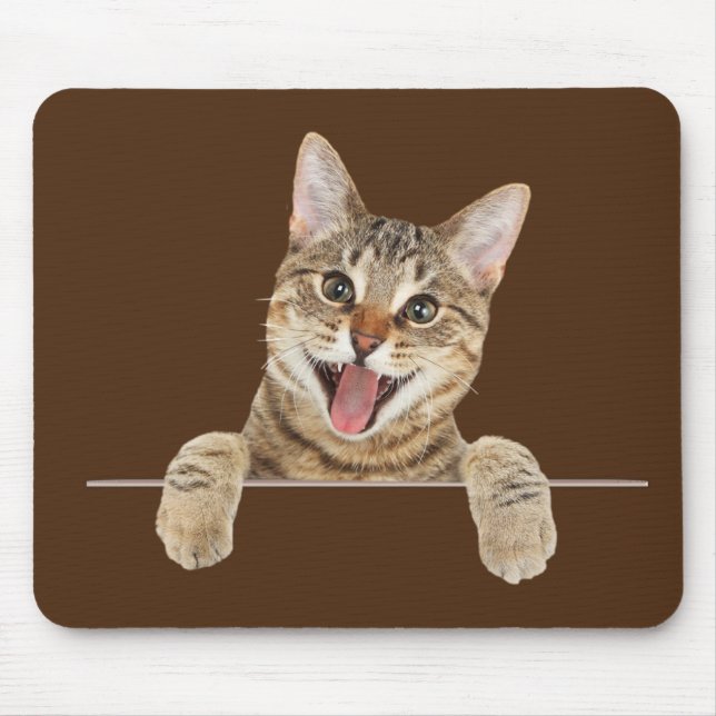 Lächelnde Tabby Cat Mousepad (Vorne)