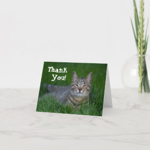 Lächelnde Tabby-Katze danken Ihnen Dankeskarte