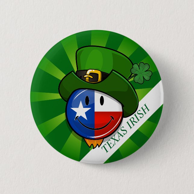 Lächelnde Texan-Flagge mit St Patrick Tag Button (Vorderseite)