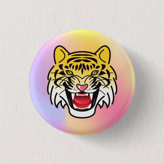 Lächelnde Tiger-Gesichtskunst-21876 Button (Vorderseite)