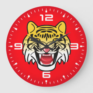 Lächelnde Tiger-Gesichtskunst-21876 Große Wanduhr