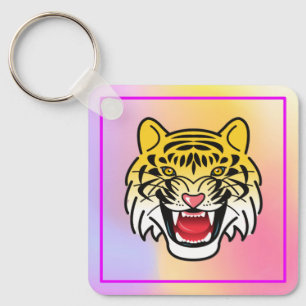 Lächelnde Tiger-Gesichtskunst-21876 Schlüsselanhänger