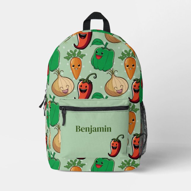 Lächelnde Veggies Bedruckter Rucksack (Vorderseite)