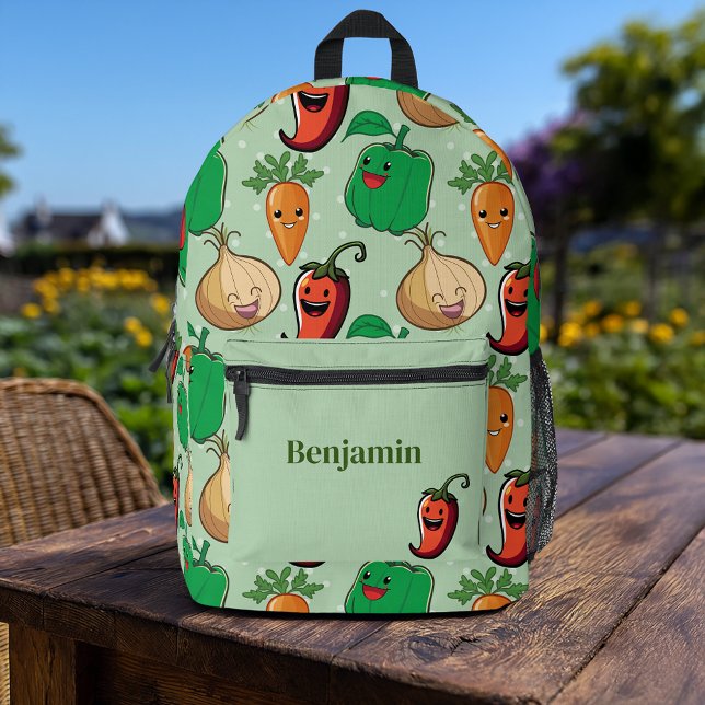 Lächelnde Veggies Bedruckter Rucksack (Von Creator hochgeladen)