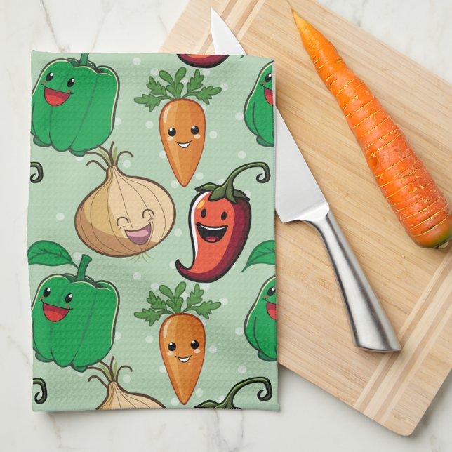 Lächelnde Veggies Geschirrtuch (Von Creator hochgeladen)
