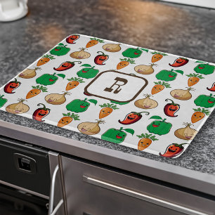 Lächelnde Veggies Mit Monogramm Schneidebrett