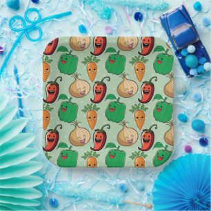 Lächelnde Veggies Pappteller