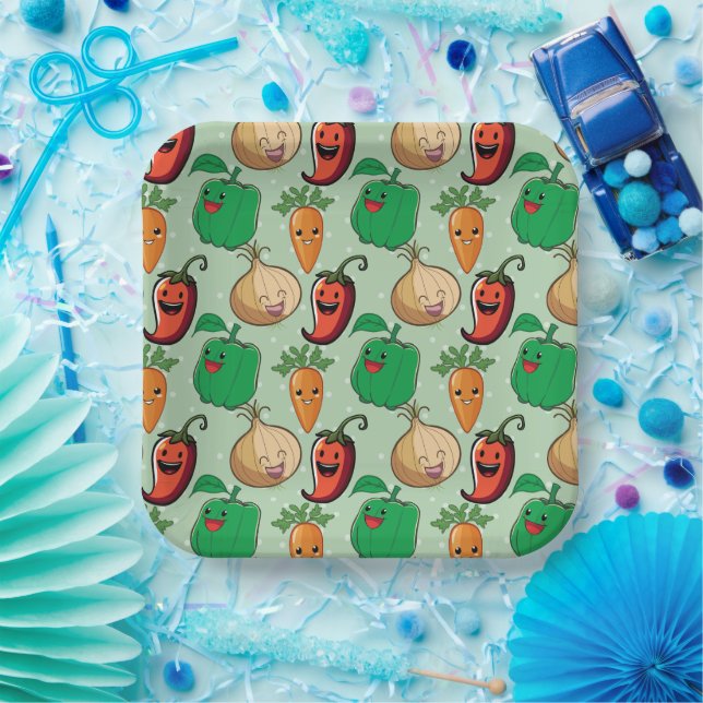 Lächelnde Veggies Pappteller (Party)