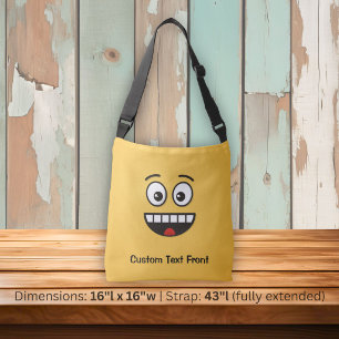 Lächelnde Visage mit offenem Mund Crossbody-Tasche Tragetaschen Mit Langen Trägern
