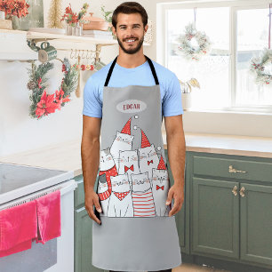 Lächelnde Weihnachtskatzen Anpassbar Schürze