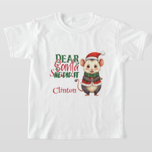 Lächelnde Weihnachtsmaus im Santa-Outfit T-Shirt