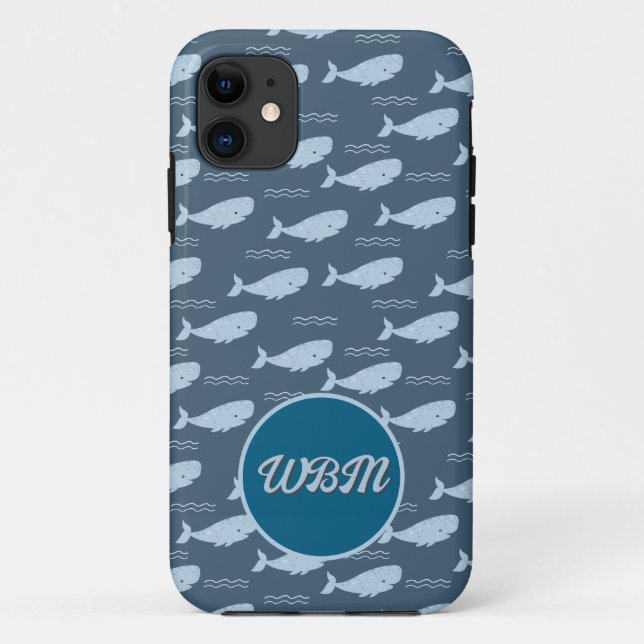 Lächelnde Whale Monogram Handy Cover (Rückseite)