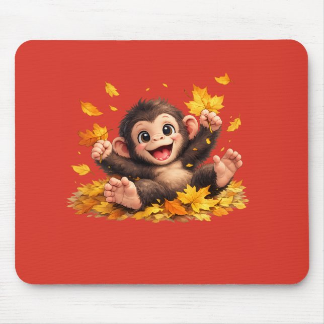 Lächelnder Affe mit großen Augen Spieltropisch  Mousepad (Vorne)