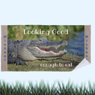 Lächelnder Alligator Funny Wildlife Fotografy Strandtuch