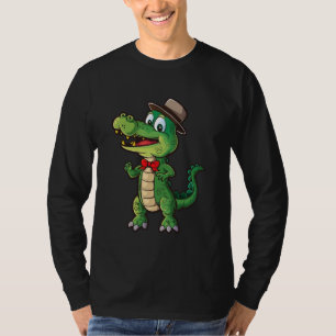 Lächelnder Alligator mit Hut und Krawatte, lustige T-Shirt