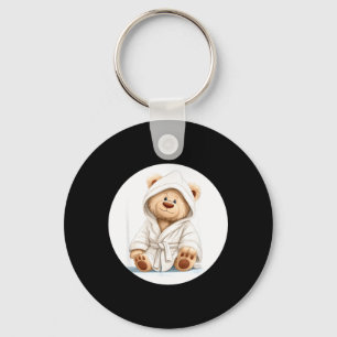 Lächelnder Bademantel-Teddybär-Grafik für Jungen u Schlüsselanhänger
