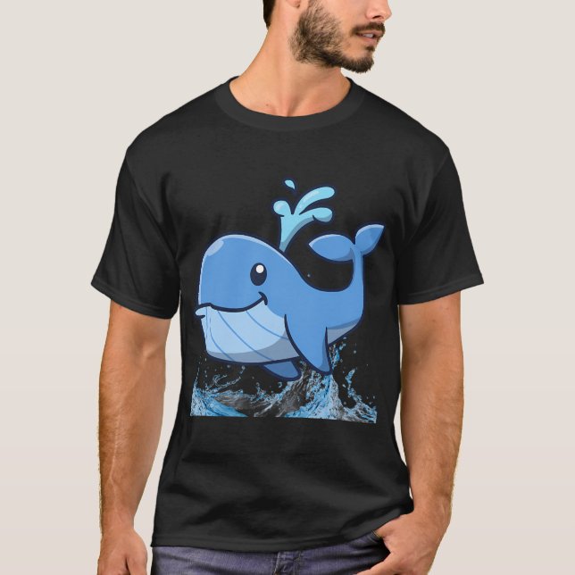 Lächelnder Blauer Wal T-Shirt (Vorderseite)