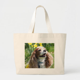 Lächelnder Blenheim Cavalier King Charles Spaniel Jumbo Stoffbeutel