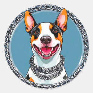 Lächelnder Bull Terrier 🐶 Glückliches Süßes Hunde Runder Aufkleber