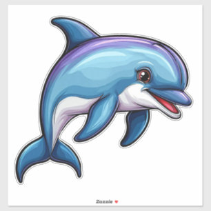 Lächelnder Cartoon Dolphin Aufkleber