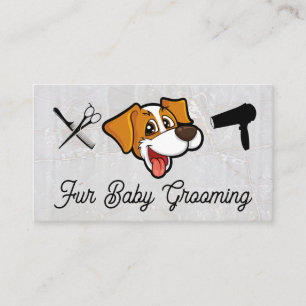 Lächelnder Cartoon Hund   Grooming Tools Visitenkarte