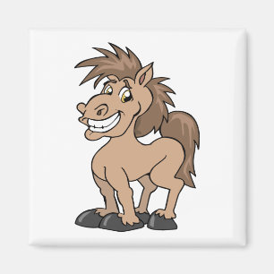 Lächelnder Cartoon Pony Albern Horse Magnet