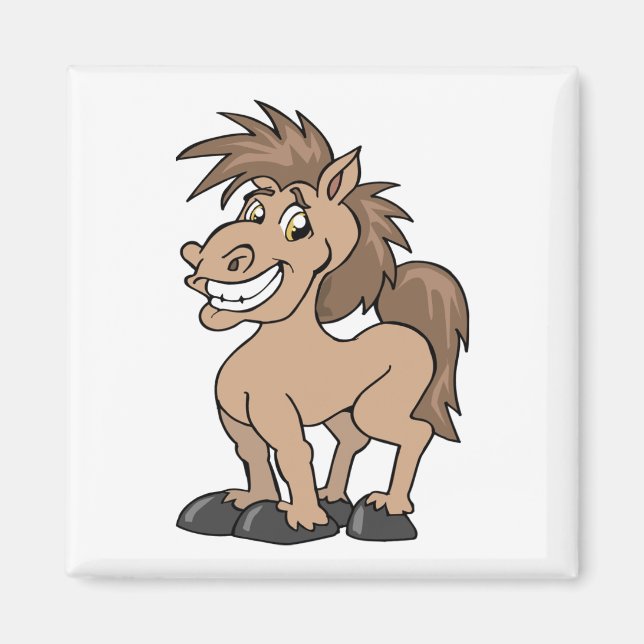 Lächelnder Cartoon Pony Albern Horse Magnet (Vorne)