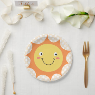 Lächelnder Cartoon Sonnenanschlag Pappteller