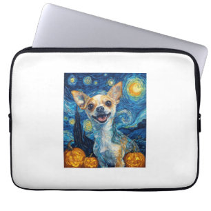 lächelnder Chihuahua-Hund Sternennacht von Van Gog Laptopschutzhülle