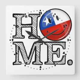 Lächelnder chilenischer FlaggeHousewarming Quadratische Wanduhr