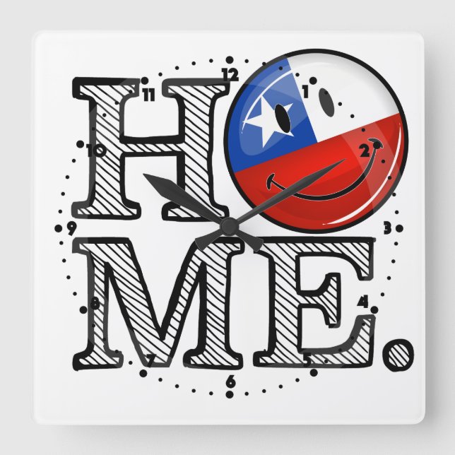 Lächelnder chilenischer FlaggeHousewarming Quadratische Wanduhr (Vorderseite)