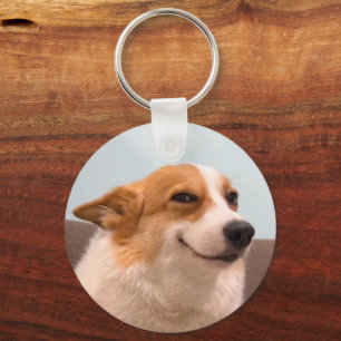 Lächelnder Corgi Meme Doppelseitiger Schlüsselanhä Schlüsselanhänger