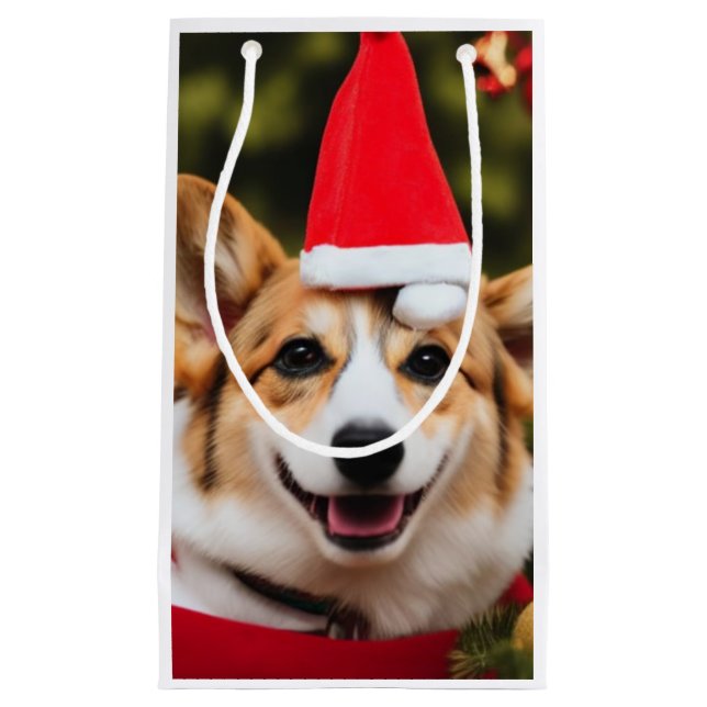 lächelnder Corgi Weihnachtsspass Kleine Geschenktüte (Vorderseite)
