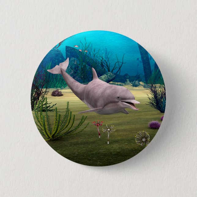 Lächelnder Delfin Button (Vorderseite)