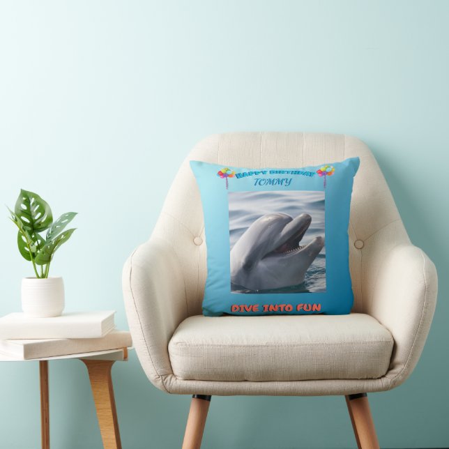 Lächelnder Delfin Geburtstag Kissen (Stuhl )