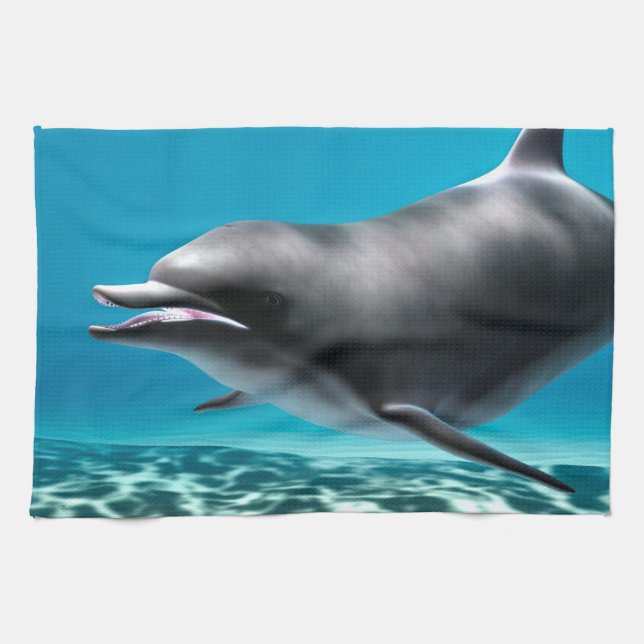 Lächelnder Delfin Geschirrtuch (Horizontal)