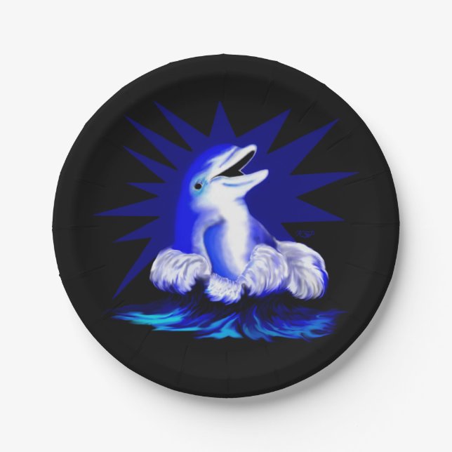 Lächelnder Delfin Pappteller (Vorderseite)