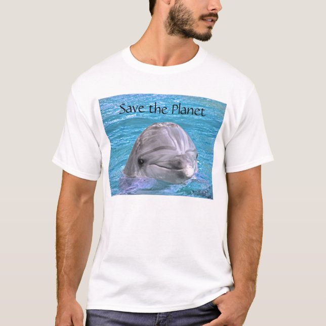 Lächelnder Delphin - retten Sie den Planeten T-Shirt (Vorderseite)